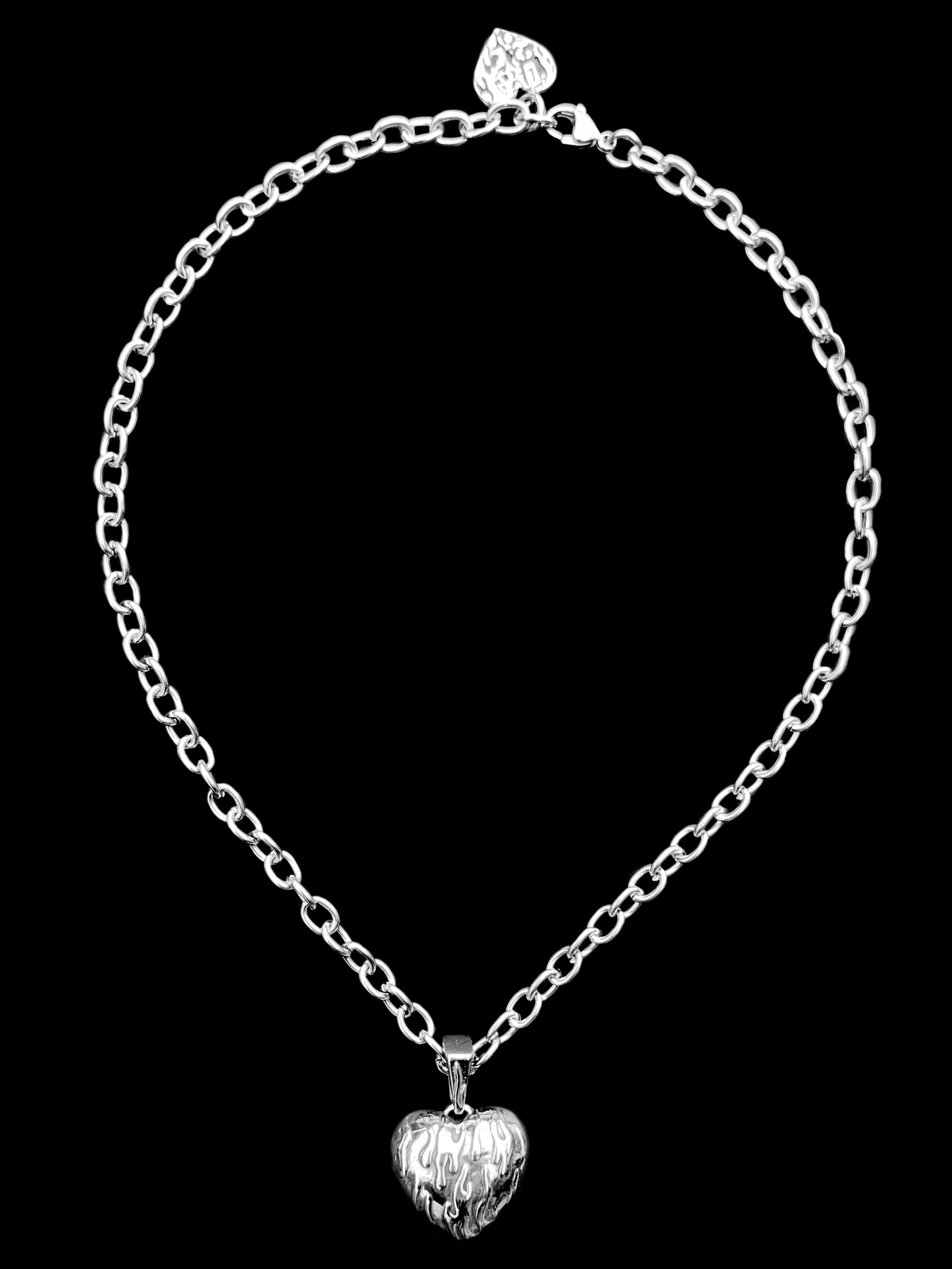 Heart Flame Pendant Necklace Lesser of 2 Evils